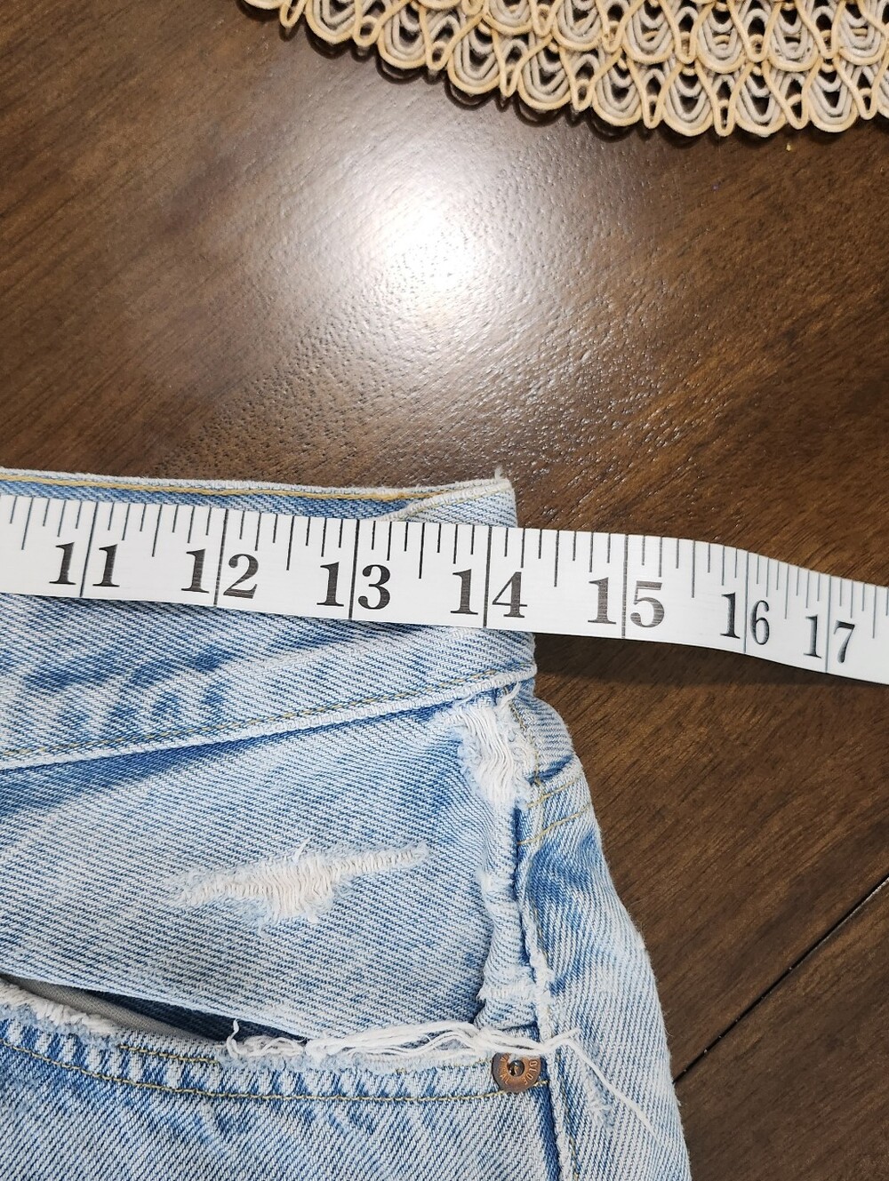 Agolde Light Wash Distressed Denim Cutoff Shorts - Picture 6 of 7